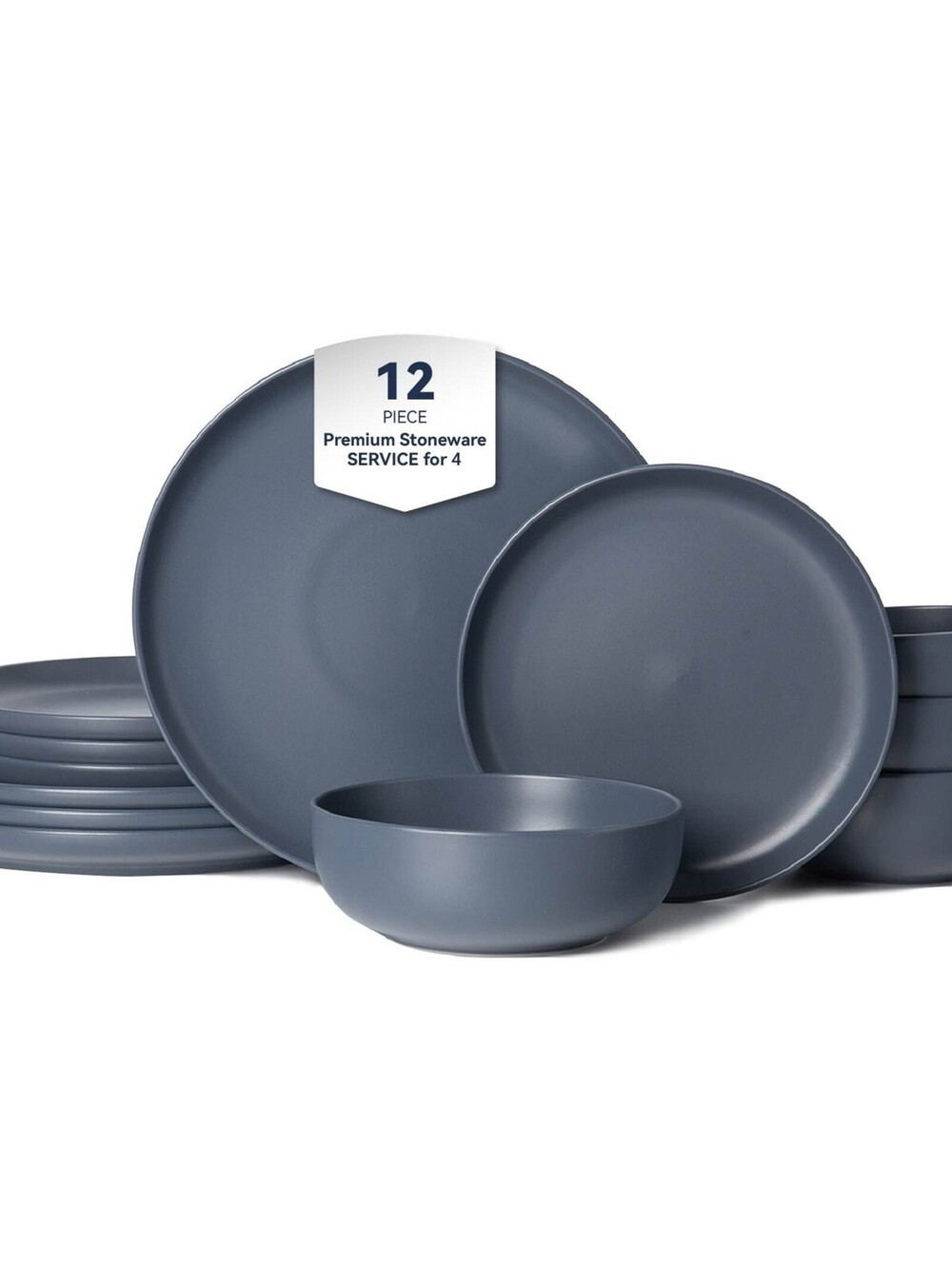 12-Piece Stoneware Dinner Plates Bowls Sets | Microwave & Dishwasher Safe